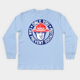 Anti Socialism | Only You Can Prevent Socialism | White Stroke Kids Long Sleeve T-Shirt